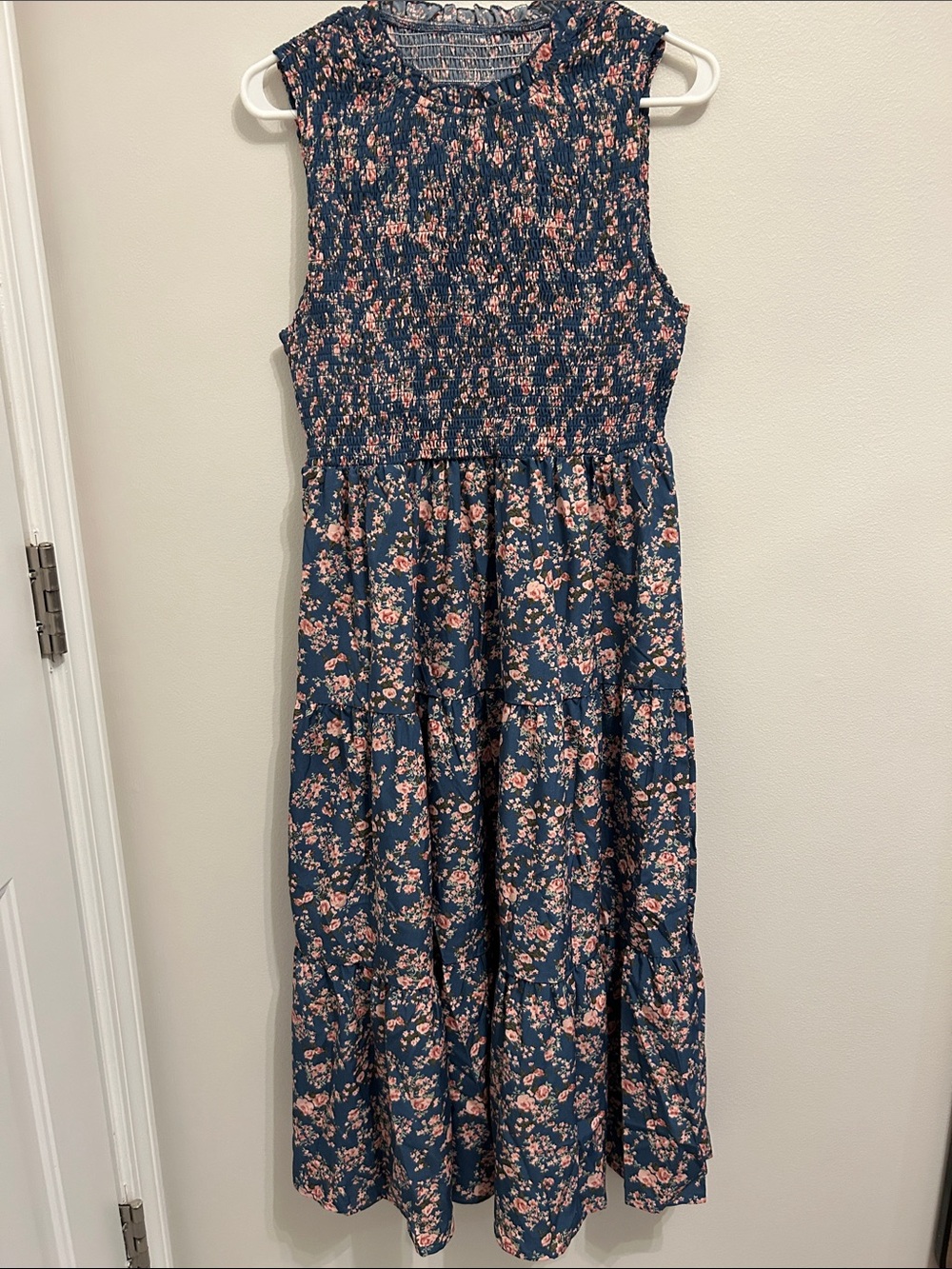 Floral Smocked Sleeveless Tiered Midi Dress